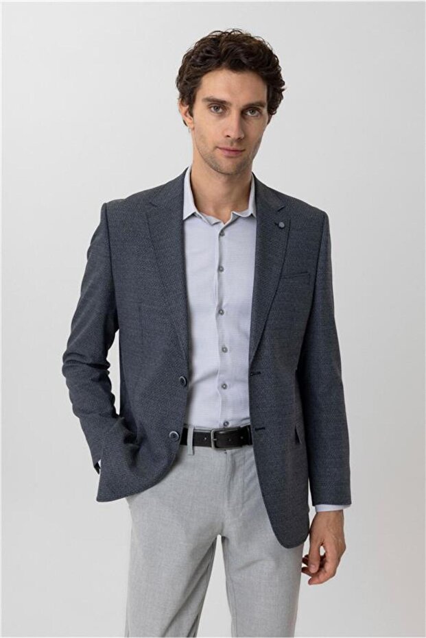 Parlament Mavi Regular Armürlü Mono Yaka 6 Drop Ceket - 4