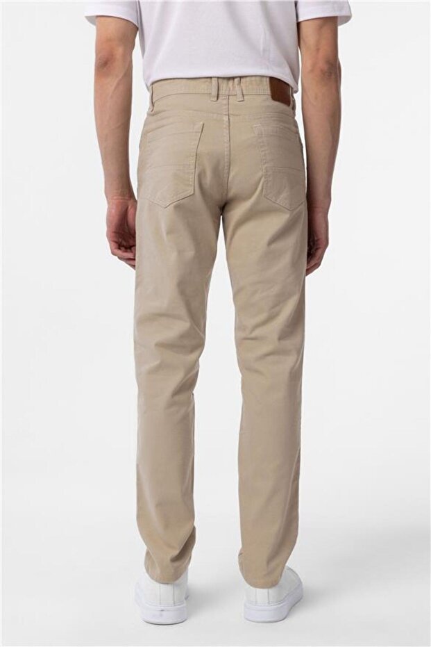 Bej Slim Düz Pantolon - 6