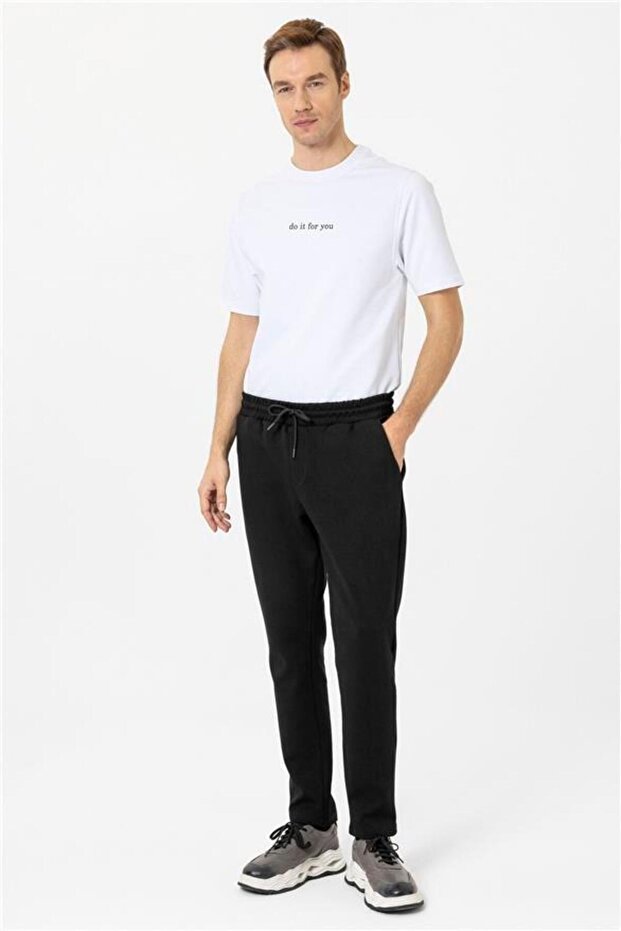 Siyah Regular Düz Jogger Pantolon - 7