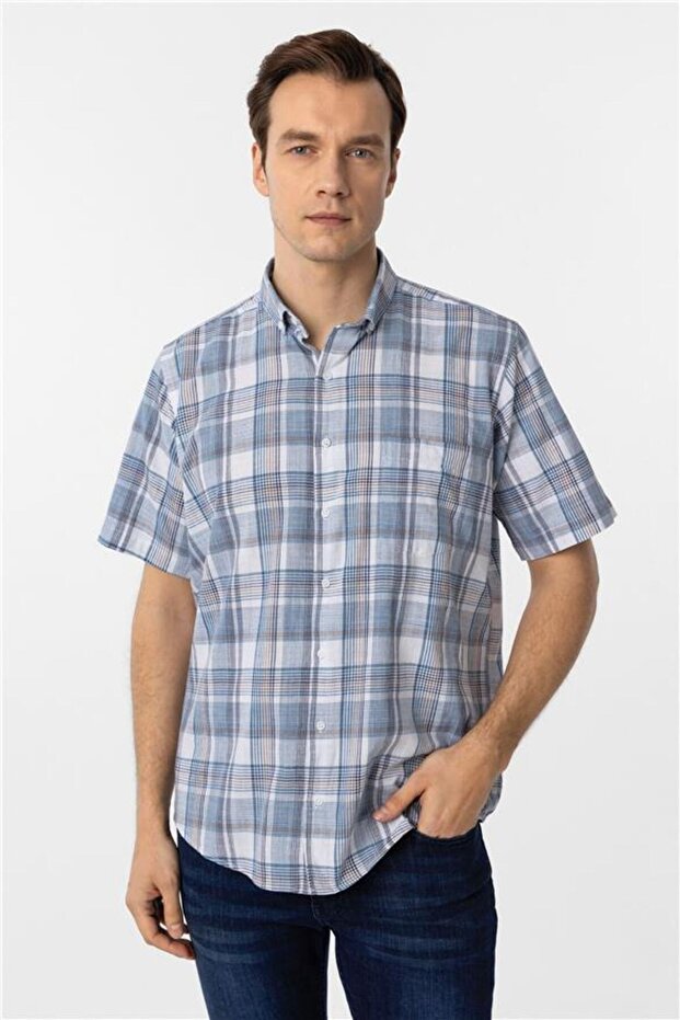 Koyu Yeşil Regular Düz Düğmeli Yaka Gömlek - 1