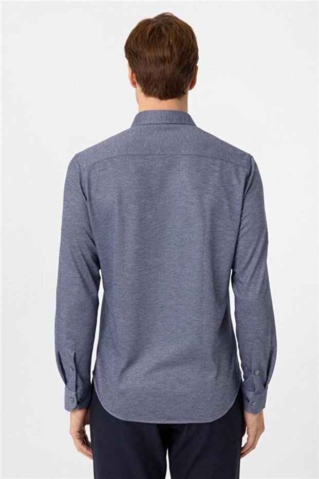 Manşetli Slim Armürlü Gömlek - 5