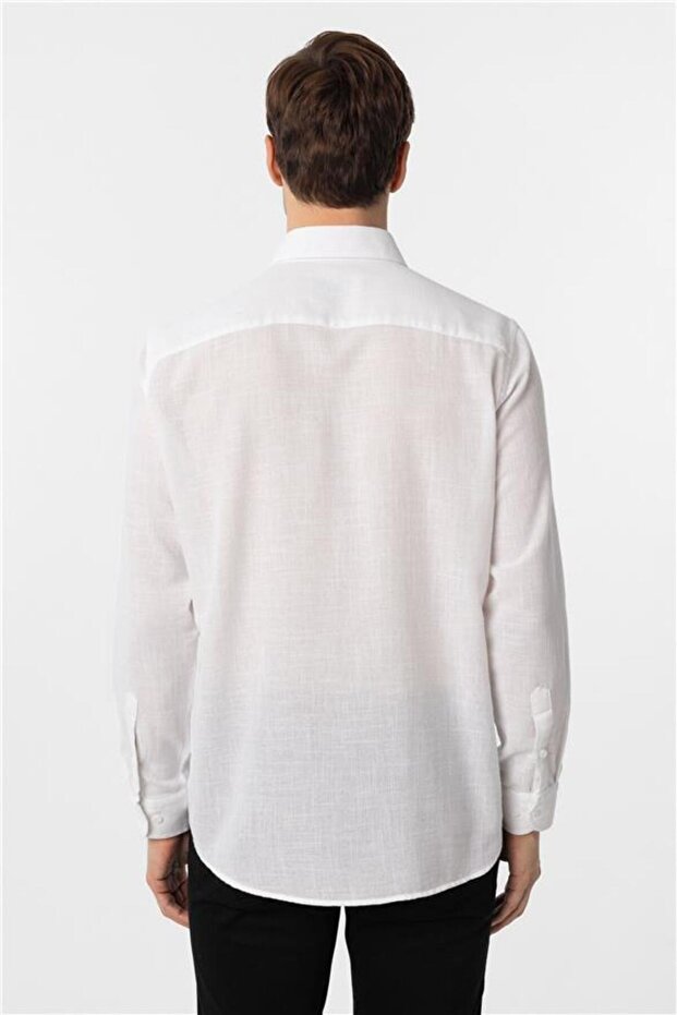 Köşeli Manşet Regular Desenli Gömlek - 5