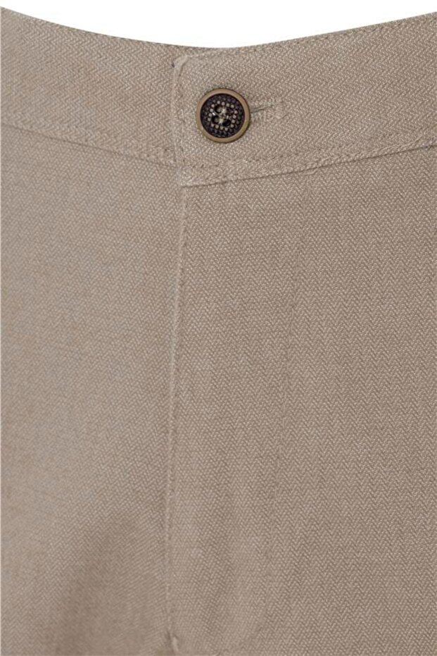 Bej Regular Armürlü Pantolon - 2