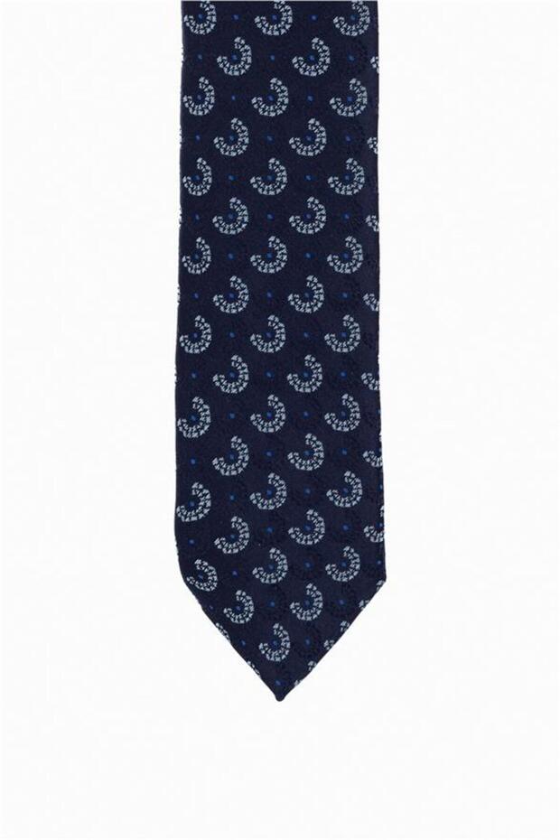 Lacivert Baskılı Kravat - 2