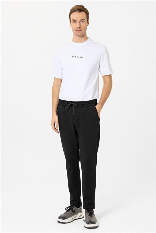 Siyah Regular Düz Jogger Pantolon - 1