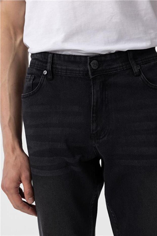 Siyah Regular Denim Pantolon - 4