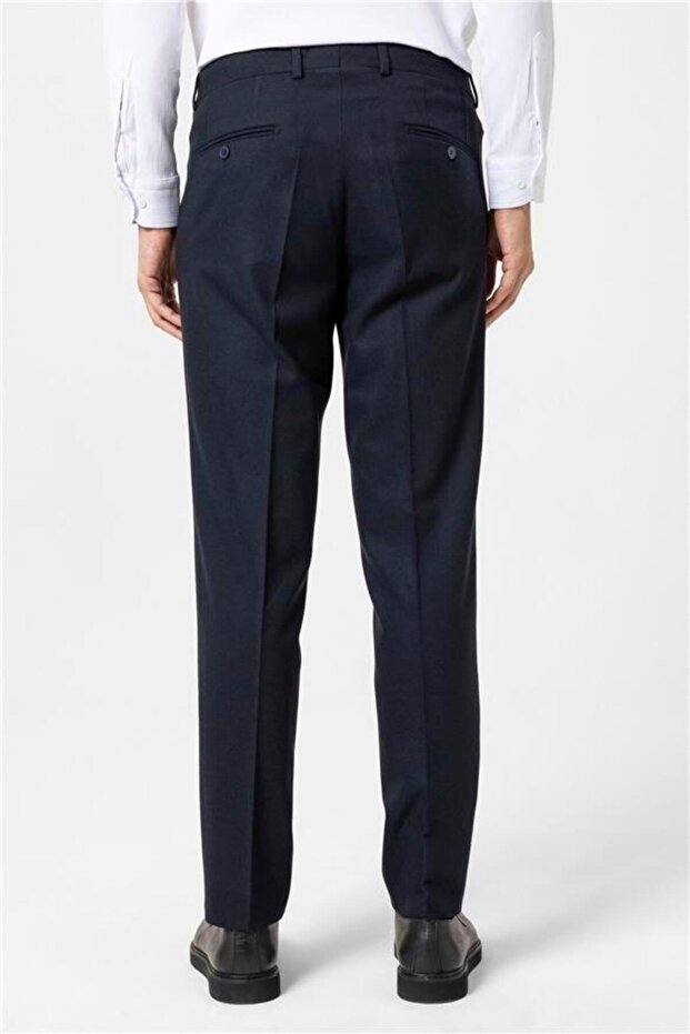 Lacivert Regular Düz Pantolon - 6