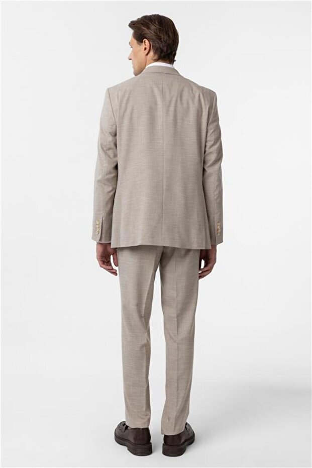 Bej Regular Desenli 6 Drop Takım Elbise - 8