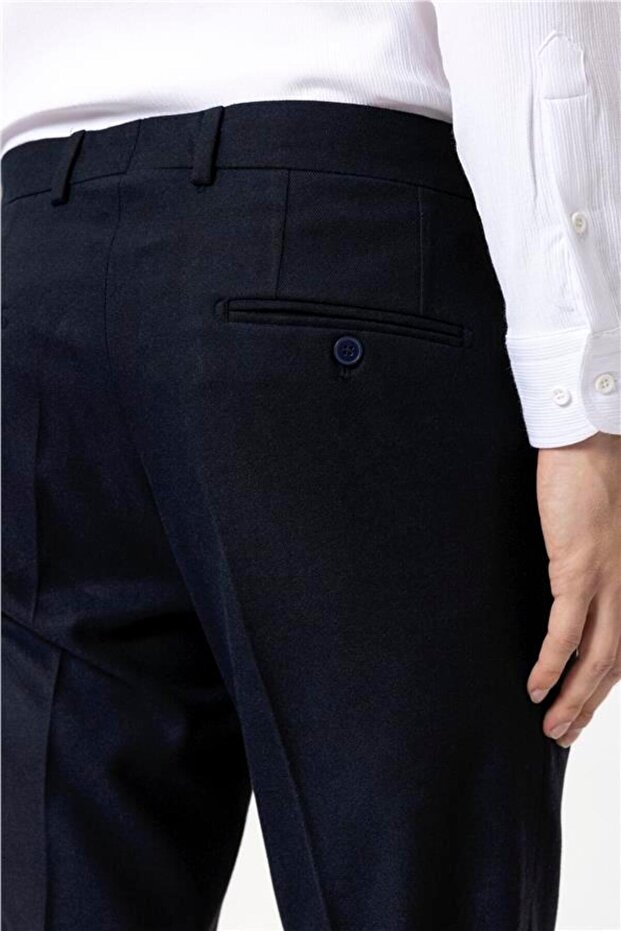 Lacivert Regular Düz Pantolon - 5