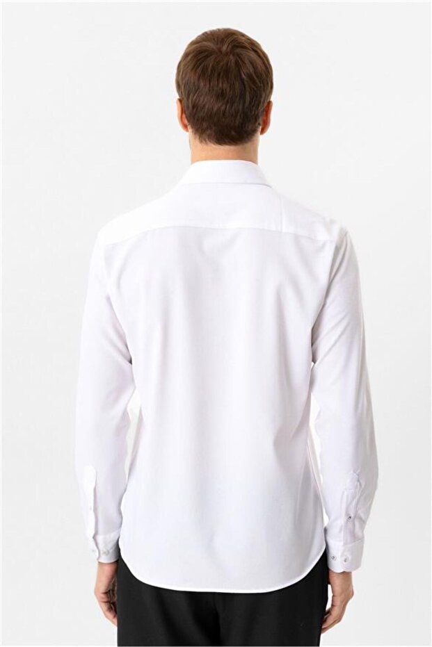 Angular Cuff Slim Plain Shirt - 6