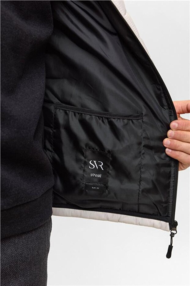 Taş Slim Kapitone Mont - 5