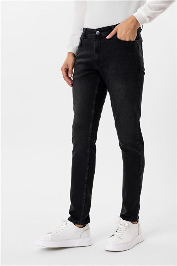 Siyah Slim Denim Pantolon - 2
