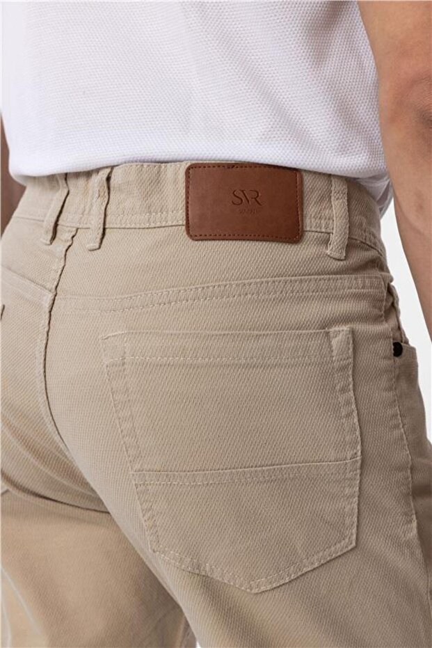 Bej Slim Düz Pantolon - 5