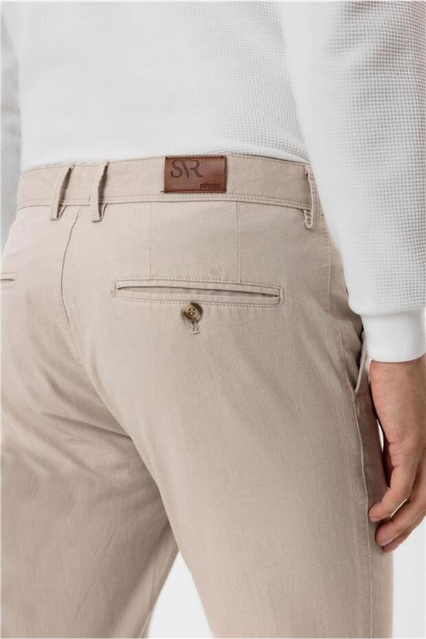 Bej Slim Armürlü Pantolon - 5