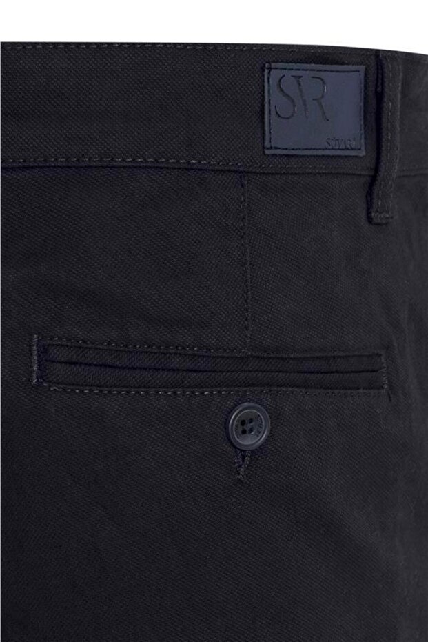 Lacivert Regular Armürlü Pantolon - 3