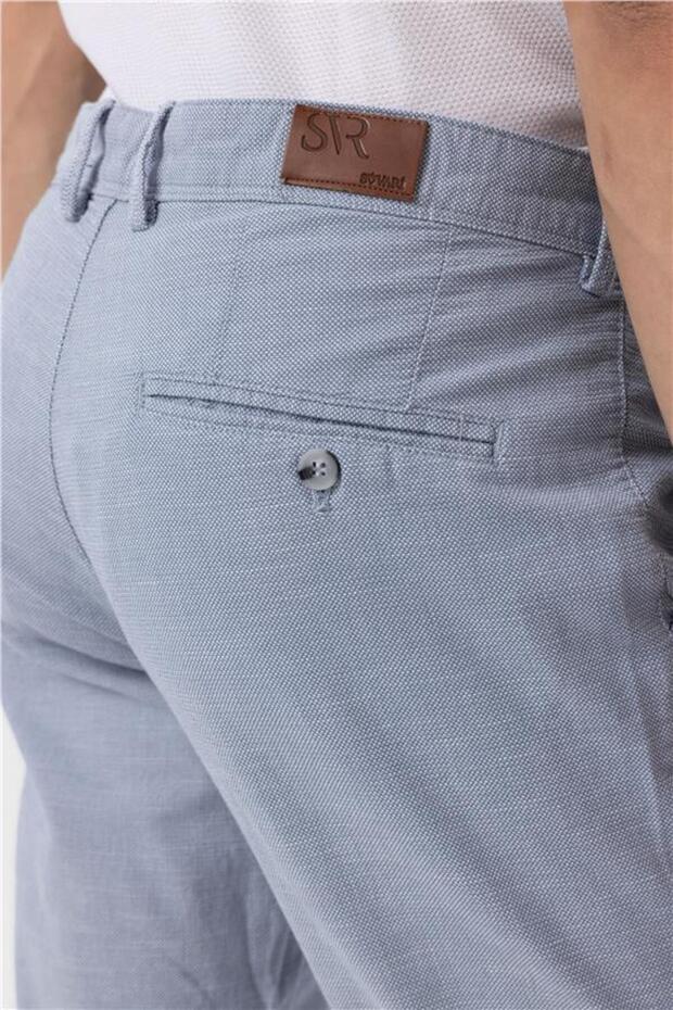 Mavi Slim Armürlü Pantolon - 5