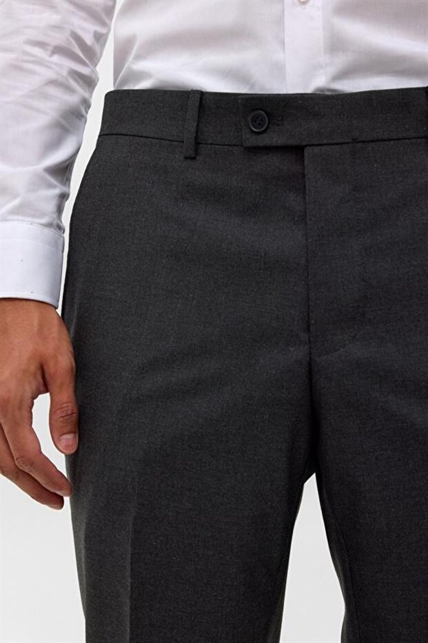 Antrasit Regular Düz Pantolon - 5