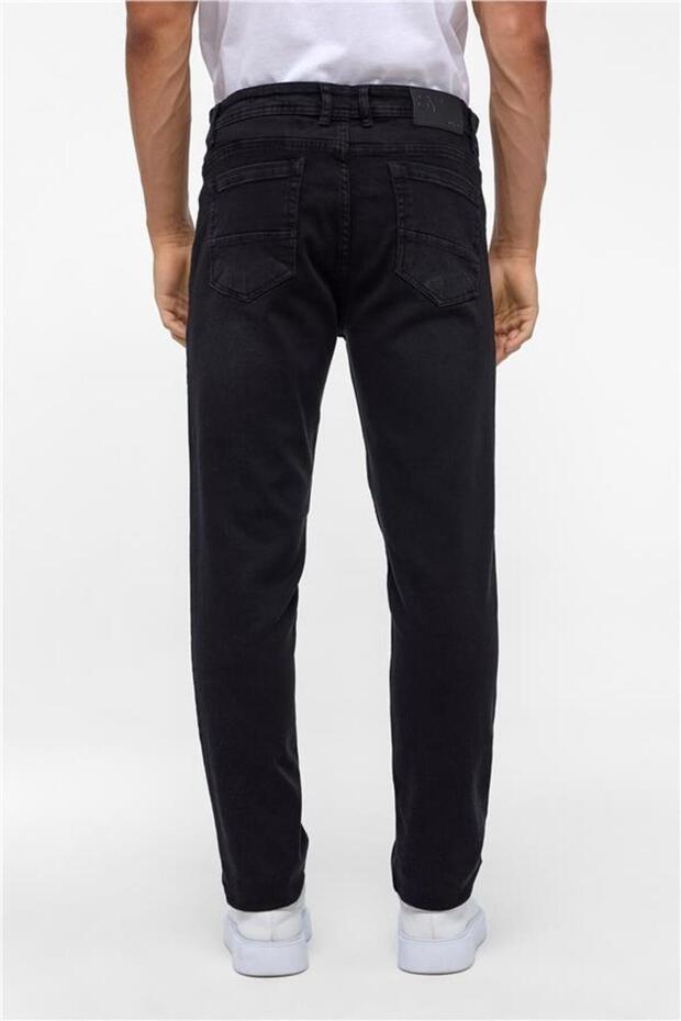 Siyah Slim Denim Pantolon - 5
