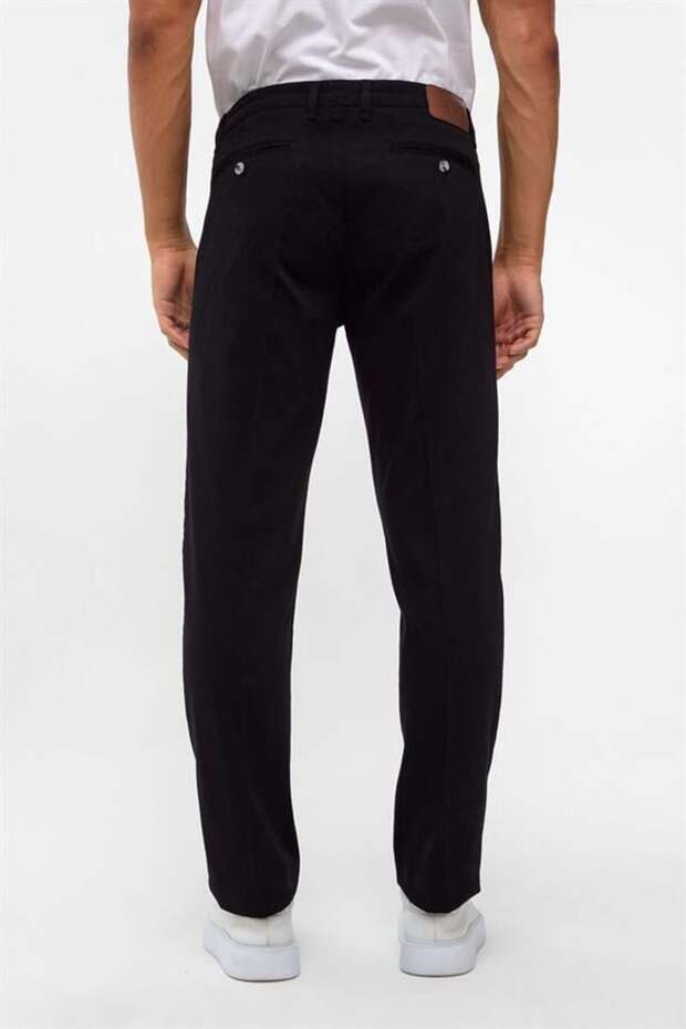 Siyah Regular Armürlü Pantolon - 5