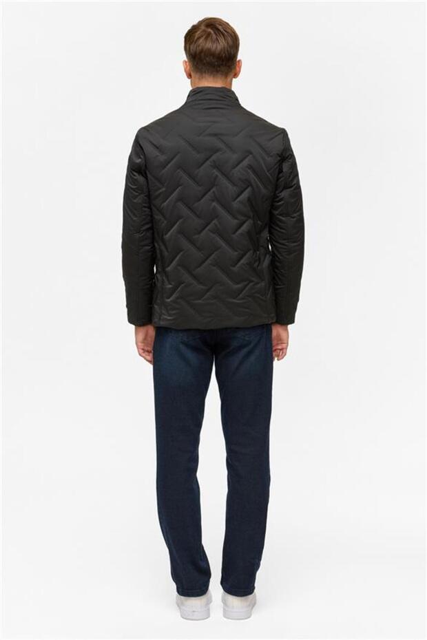 Siyah Slim Kapitone Mont - 8