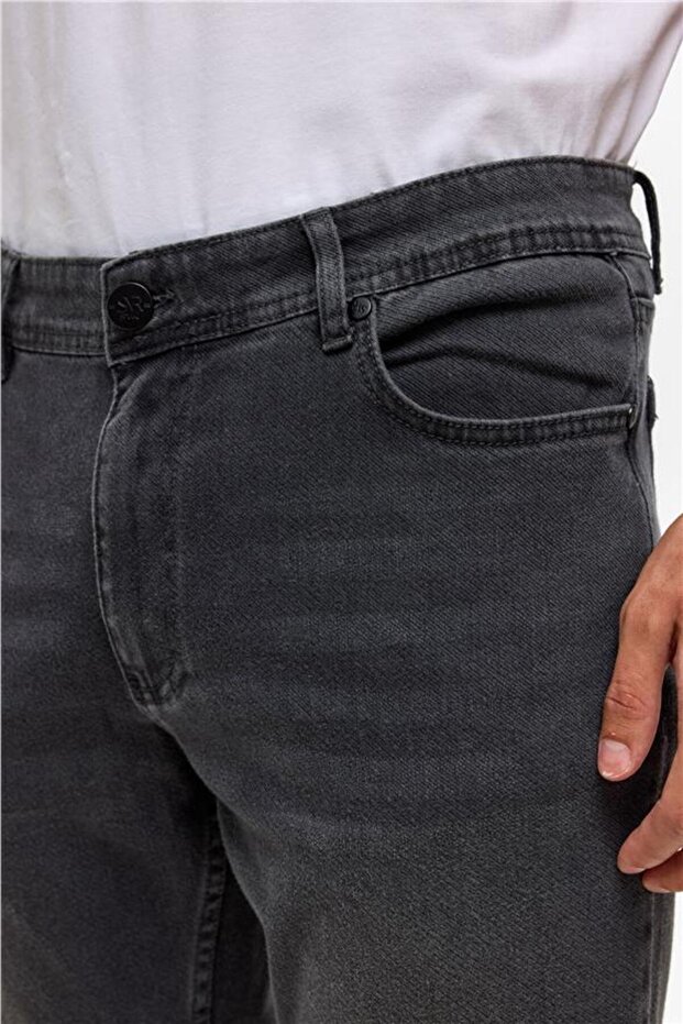Gri Slim Denim Pantolon - 4