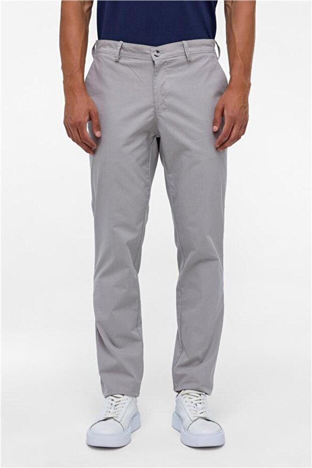 Gri Regular Armürlü Pantolon - 2