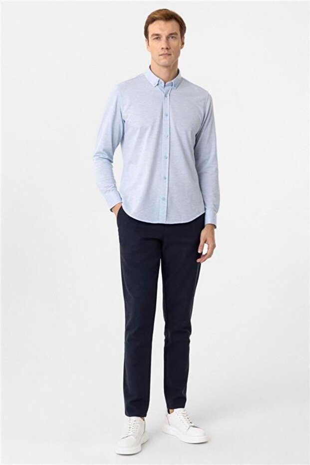 Manşetli Slim Armürlü Gömlek - 5