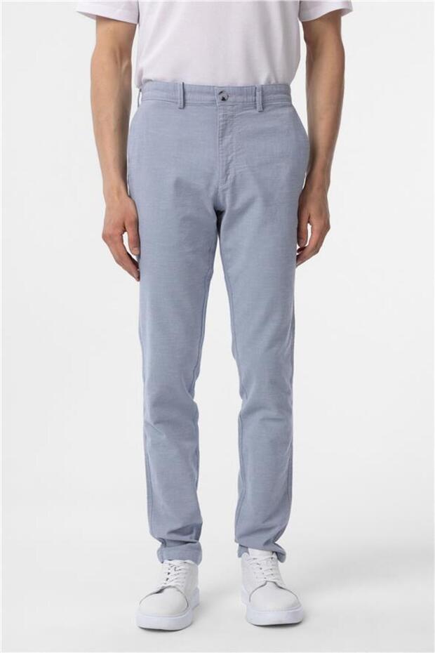 Mavi Slim Armürlü Pantolon - 2