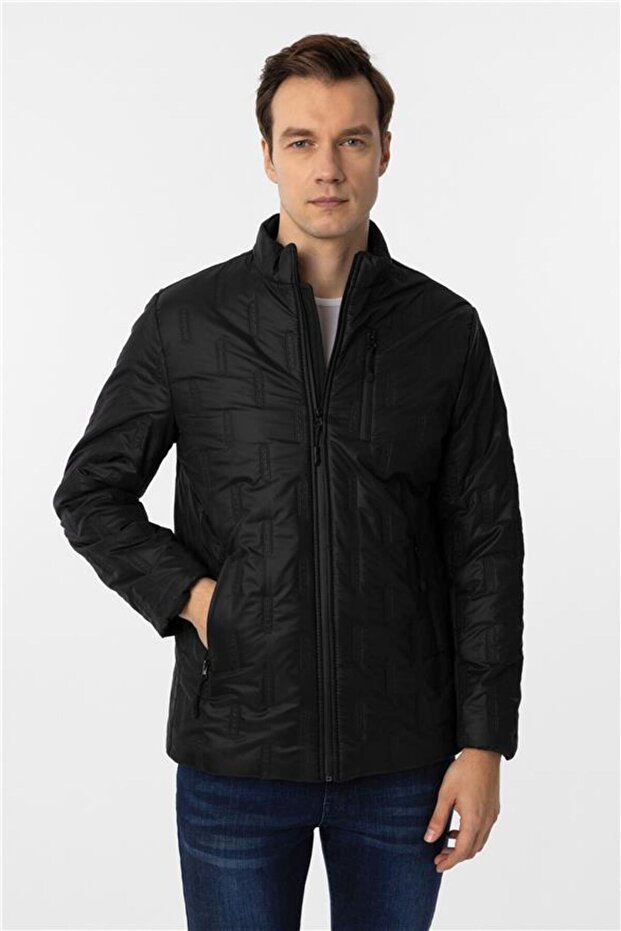 Siyah Slim Kapitone Mont - 1