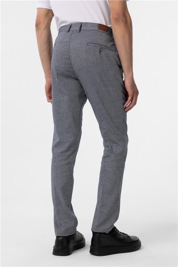 Lacivert Regular Armürlü Pantolon - 7