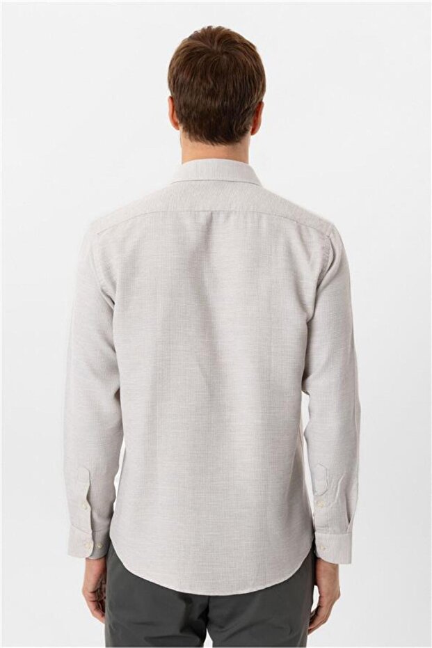 Köşeli Manşet Slim Armürlü Gömlek - 6