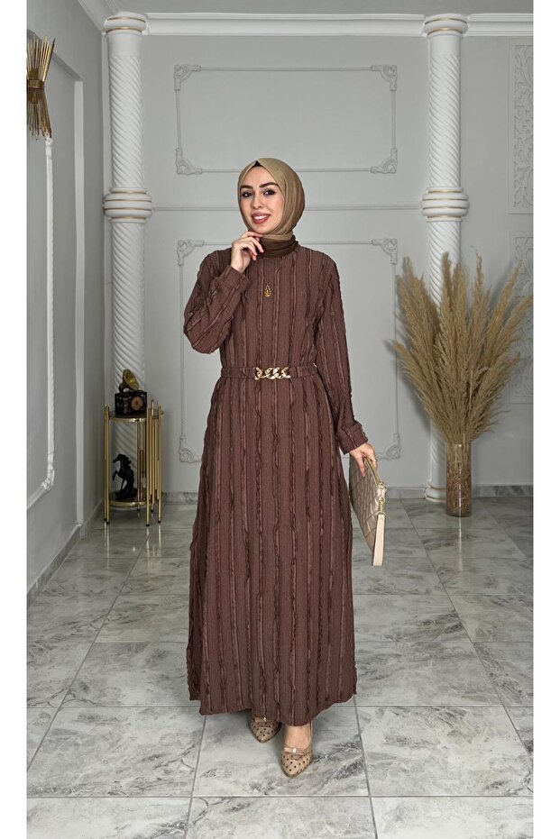 ZİNCİR DETAYLI ELBİSE - 3