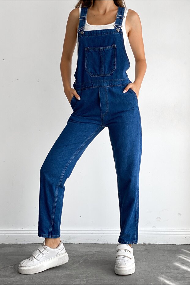 Kadın Denim Bahçıvan Tulum Mavi - 2