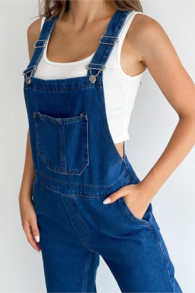 Kadın Denim Bahçıvan Tulum Mavi - 5