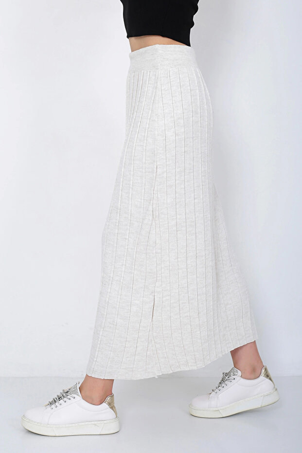 Kadın Triko Etek Oversize Taş Renk - 4