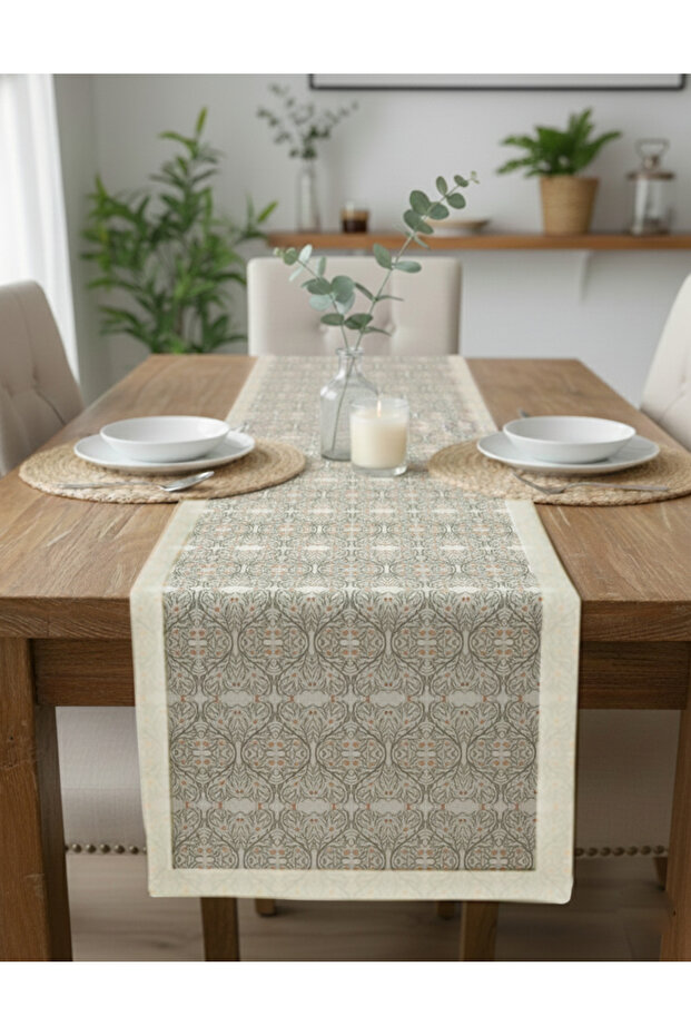 مفرش طاولة من القطن ذو ملمس فني 0052 – 50x150 سم