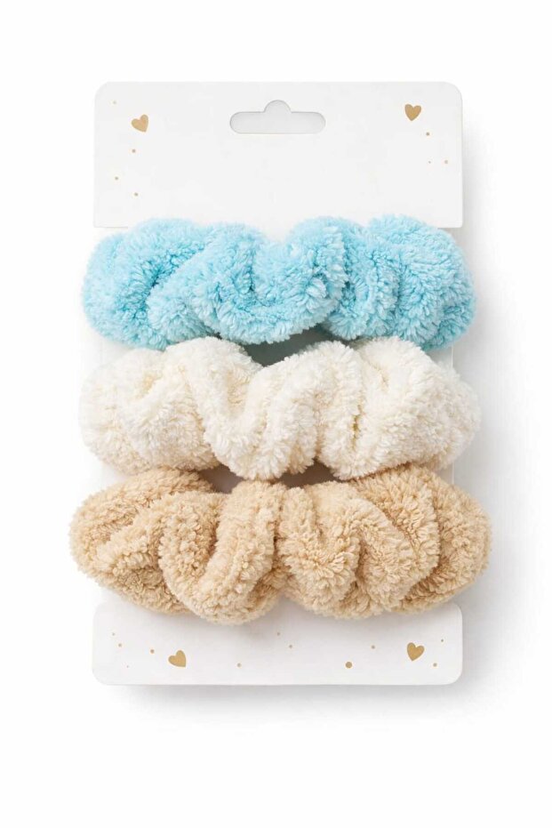 Women's 3-Piece Mixed Color Plush Elastic Buckle