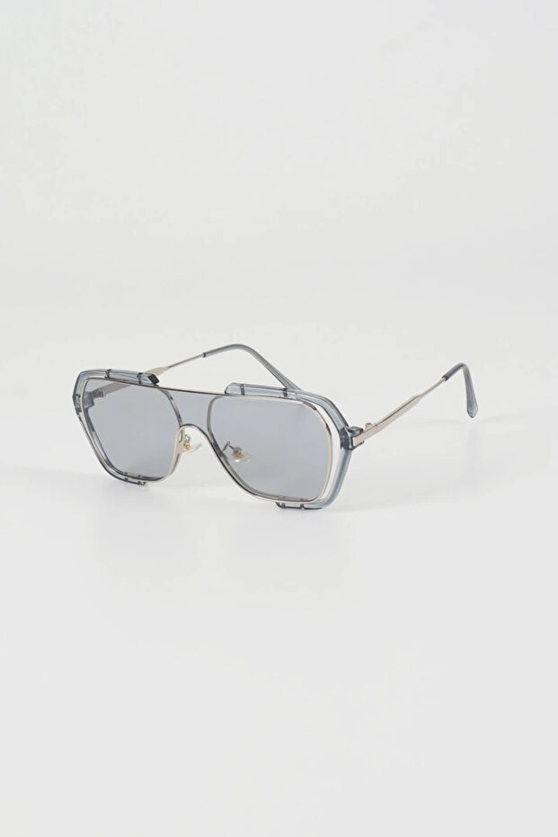 Wire Rectangular Sunglasses - Gray - 2