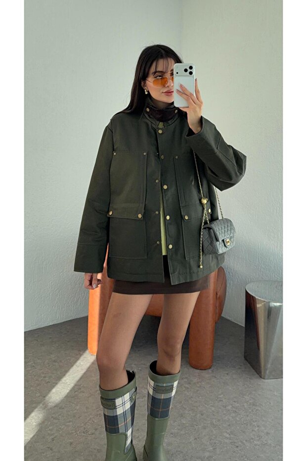 Women's Velvet Collar Quilted Lined Coat