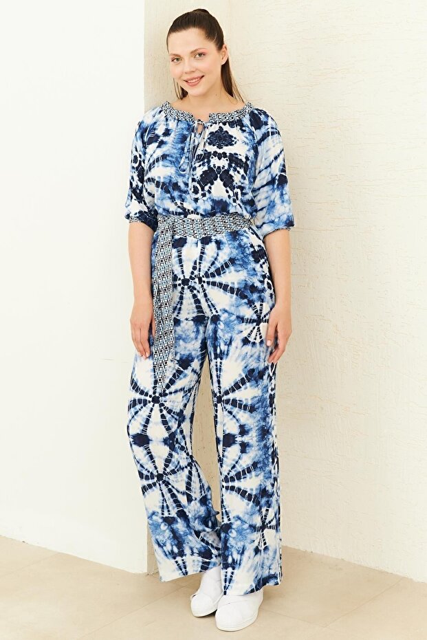 بنطلون منسوج من الفيسكوز منقوش - 5