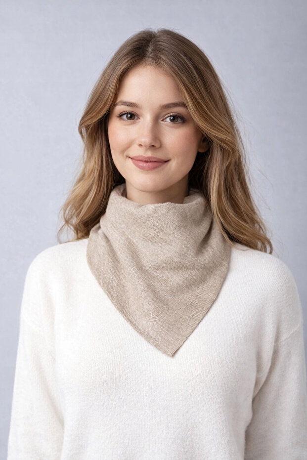 Tek Renk Triko Fular - 1