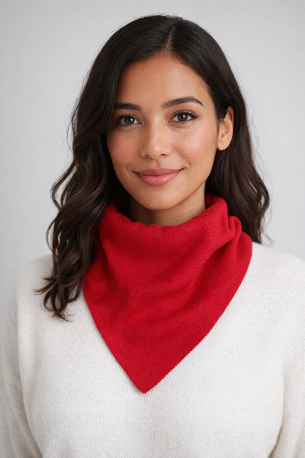 Tek Renk Triko Fular - 1