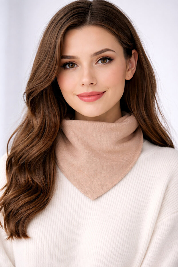 Tek Renk Triko Fular - 1