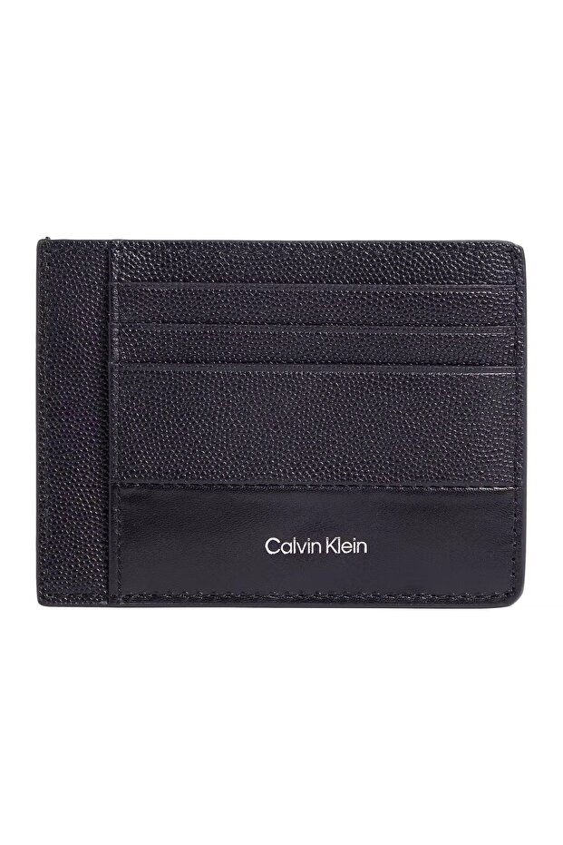 Men's Stitching Detailed Comfortable Portable Leather Black Card Holder K50K 512690 -Beh