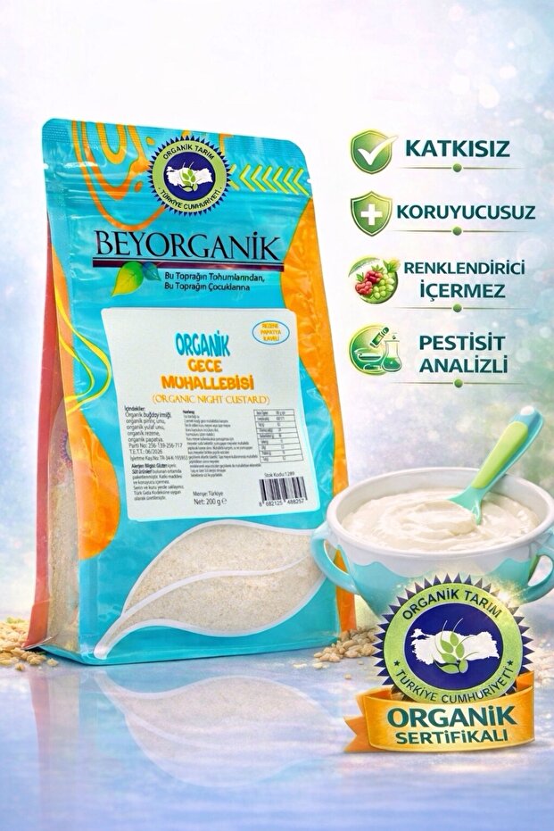 BEYORGANİK Organik Gece Muhallebisi (PESTİSİT VE AFLATOKSİN ANALİZLİ) 200gr (PAPATYA VE REZENE ILAVELİ)