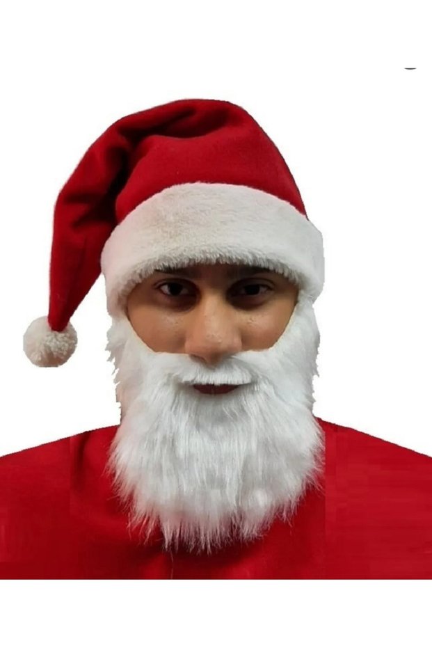 Santa Claus Hat Beard Set Fleece Adult
