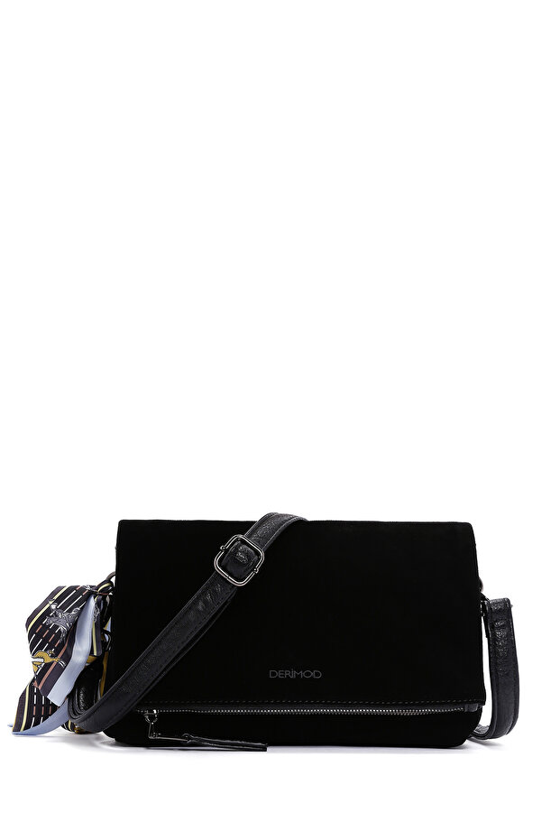 Women's Black Suede Crossbody Bag 25Wbd246910