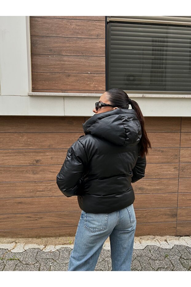 Jachetă de damă din piele cu puf - 6