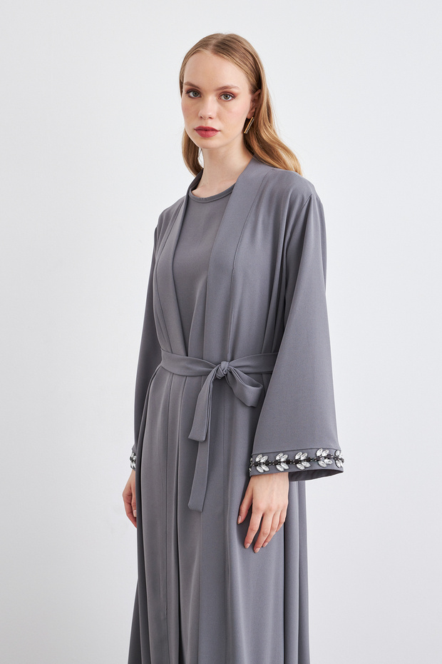 طقم عباية ريتا - رمادي - 5