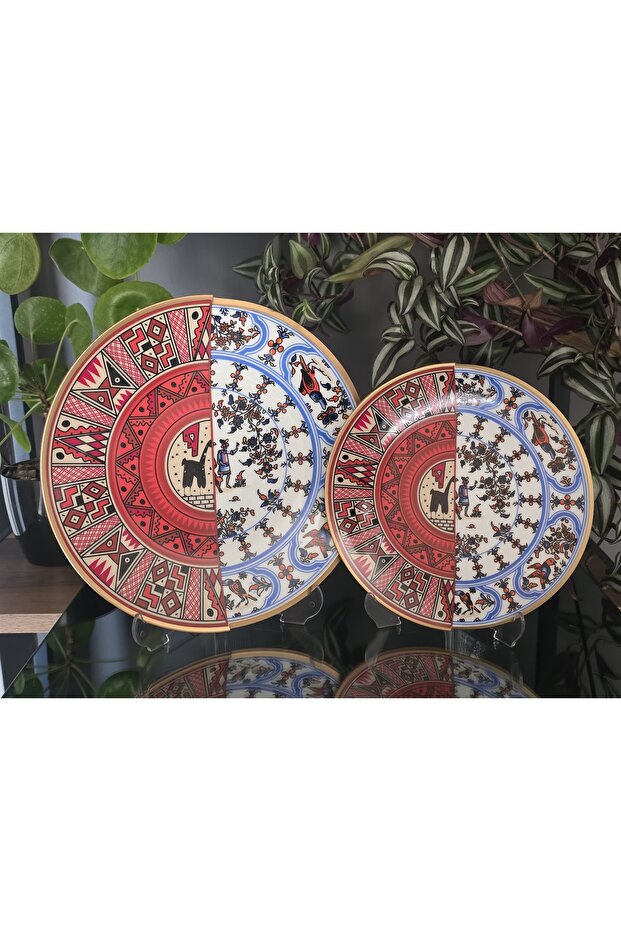 Handmade 12-Piece Porcelain Cake and Serving Plate Set for 6 People Nora Series